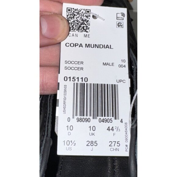 Adidas Copa Mundial FG Mens Leather Soccer Cleats Size 10.5 Black White 015110 - Picture 8 of 9
